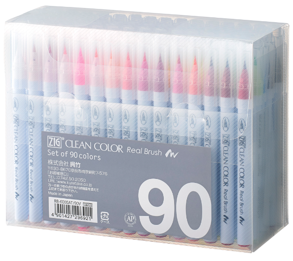 ZIG Kuretake Clean Color Real Brush Marker Set 90/Pkg