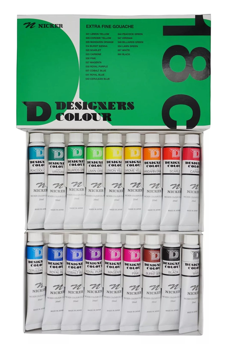 NickerDESIGNERS COLOUR 20ml 18color set N – Art Supplies Japan
