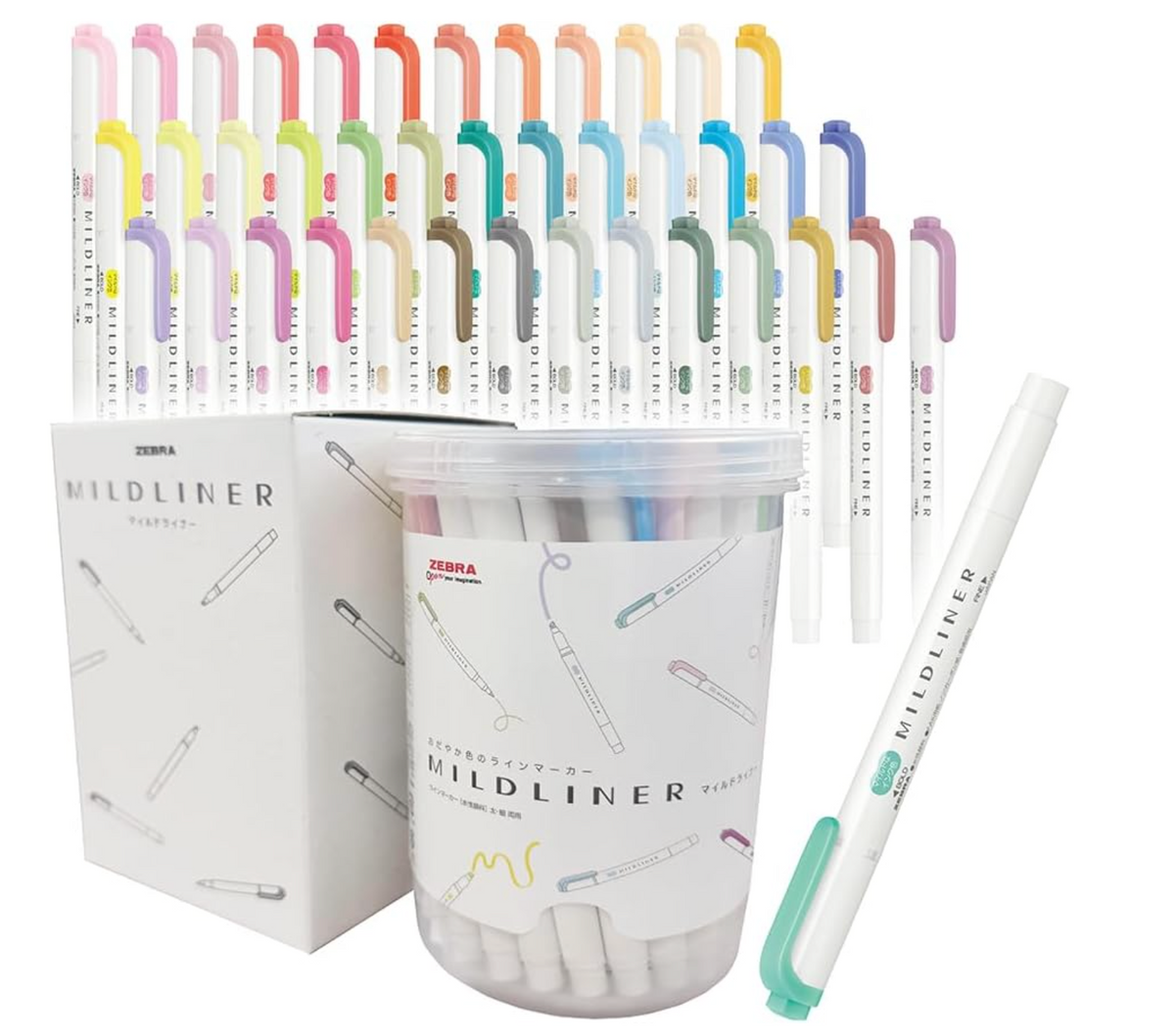 Zebra Mildliner Highlighter, 40 Colors, with Case, WKT7-40C-AZ – Art ...