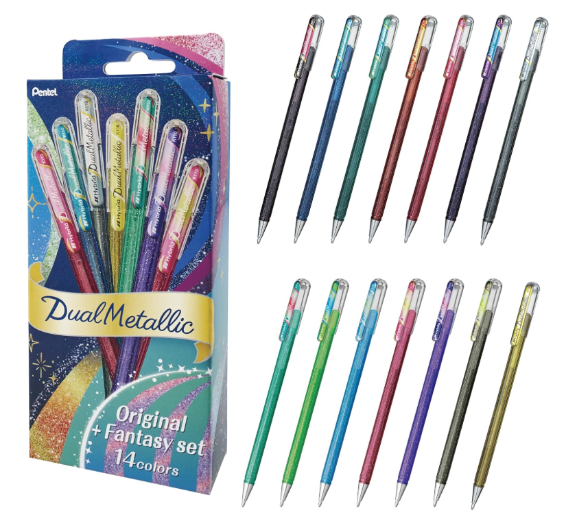 Pentel Dual Metallic Ballpoint Pen Original + Fantasy Set, 14