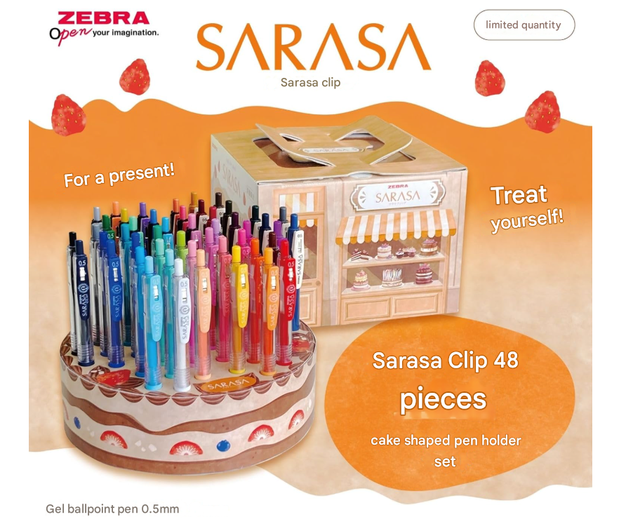 ZEBRA Sakura Clip 48-Piece Cake-Shaped Pen Holder Set JJ-15-48