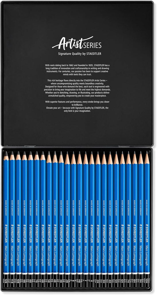 STAEDTLER Mars Lumograph Drawing Pencil Set 24 Degrees (12B to 10H
