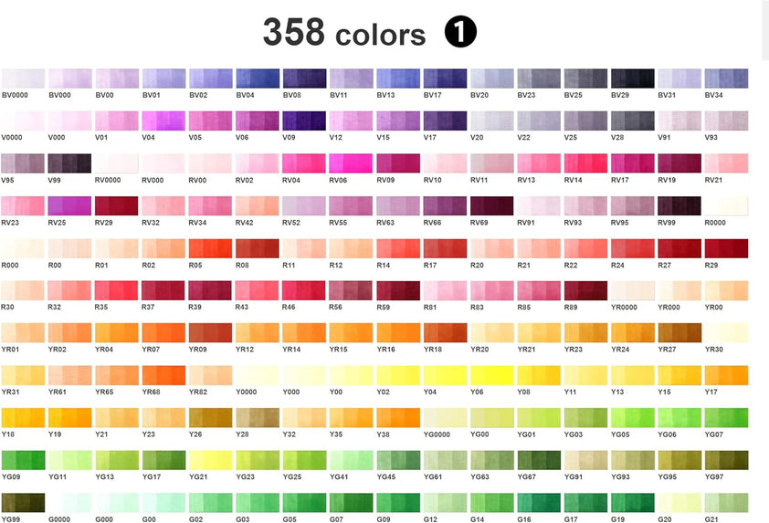 COPIC Sketch Basic Markers – Complete Set of 358 Colours – Art Supplies ...