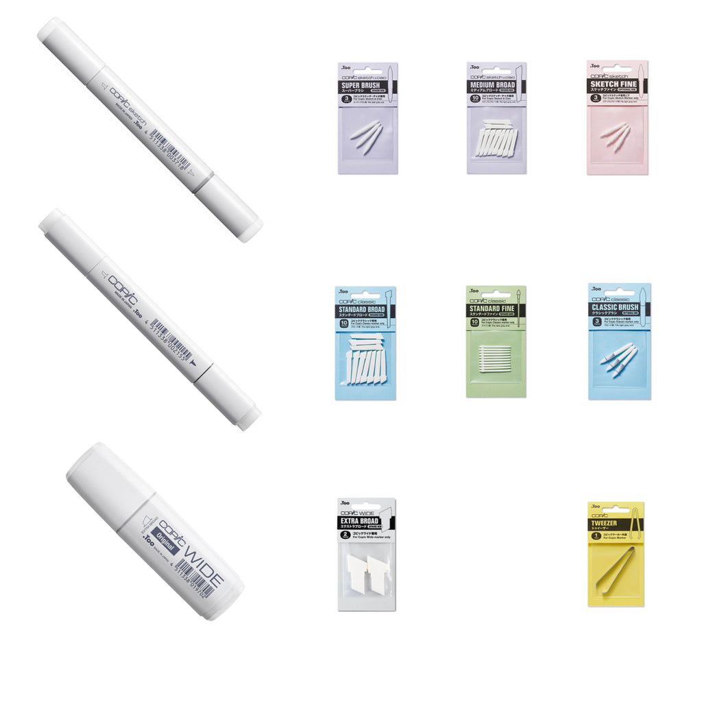 Copic Pick & Mix Accessory Set (10-20 Pcs) Empty Markers, Nibs