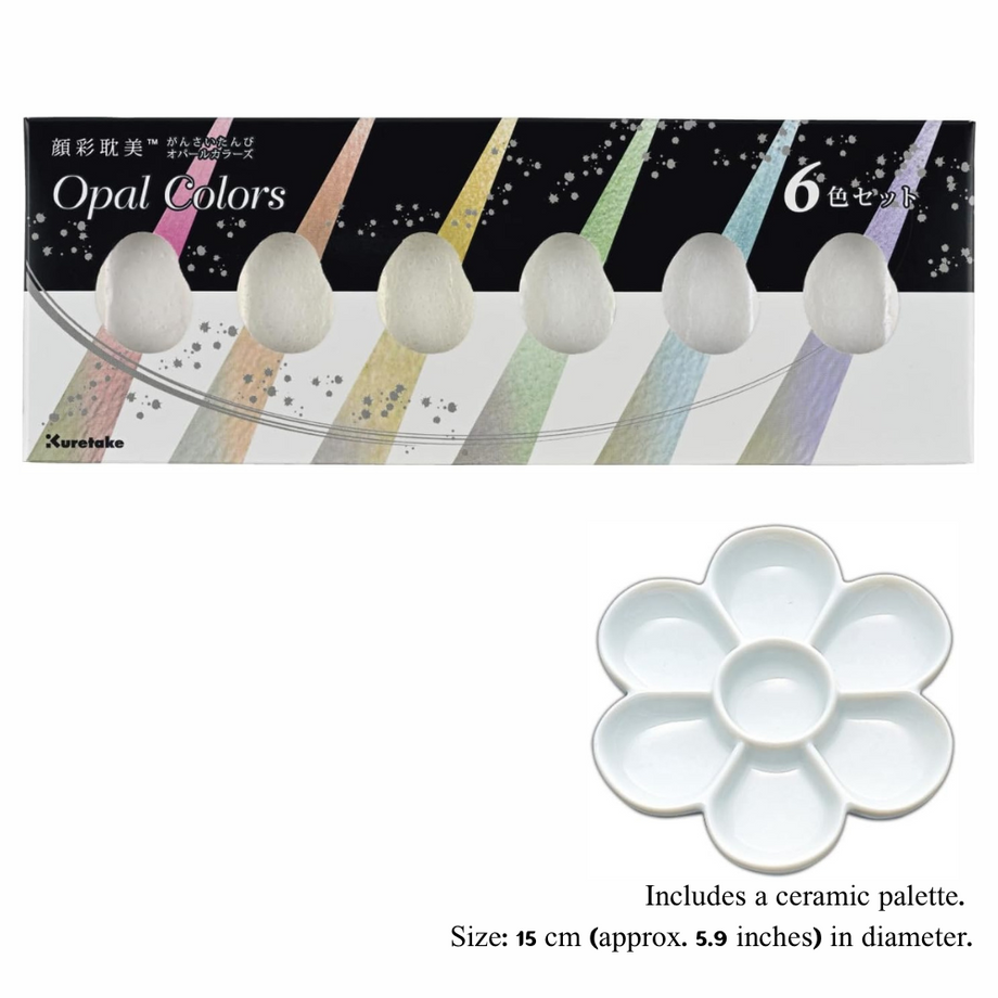 Kuretake Gansai Tambi Opal Watercolor Set – 6 Colors with a