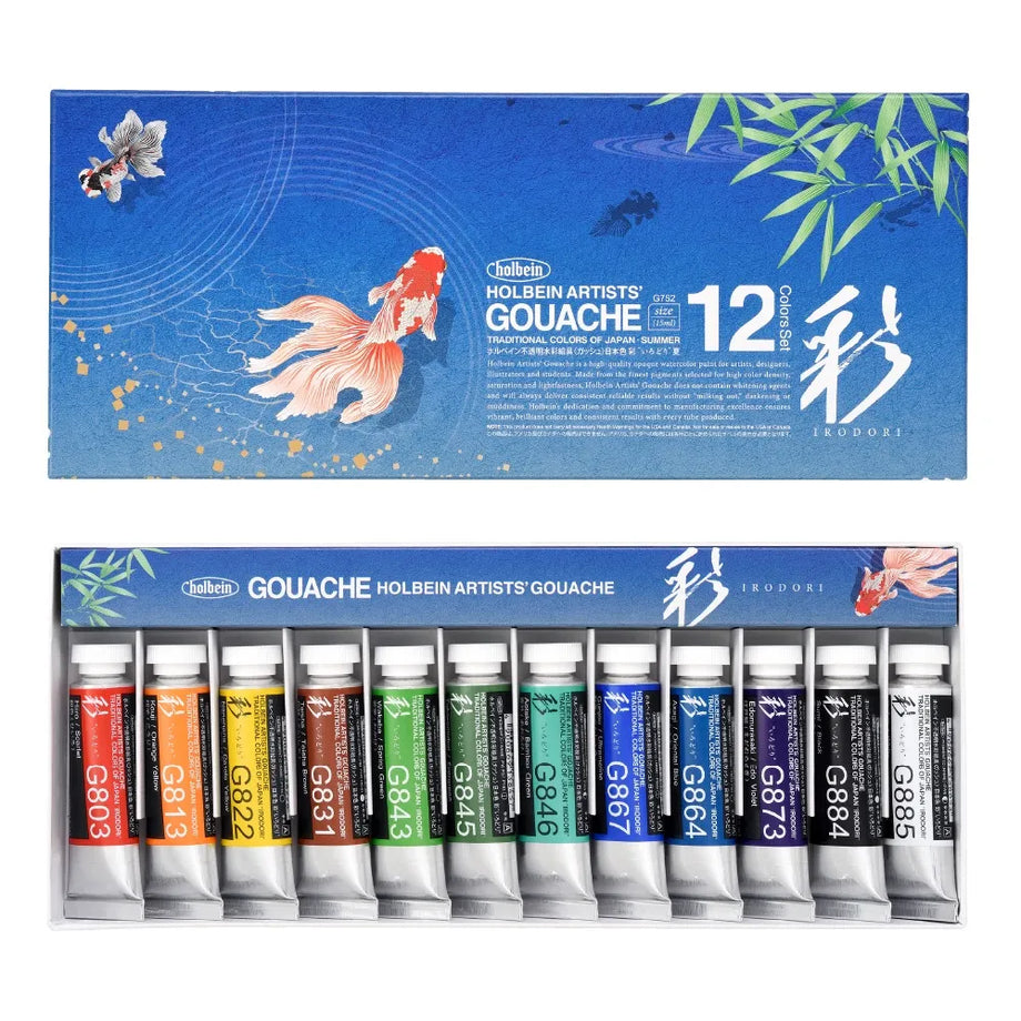 Holbein Irodori Artist Gouache - Summer Set of 12 15 ml Tubes
