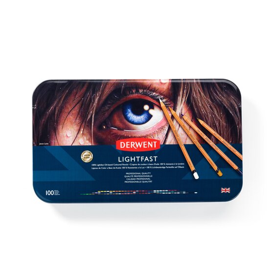 Derwent Lightfast Colored Pencils Metal Tin Set of 100 – Art