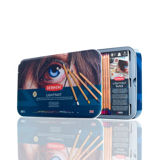 Derwent Lightfast Colored Pencils Metal Tin Set of 100 – Art