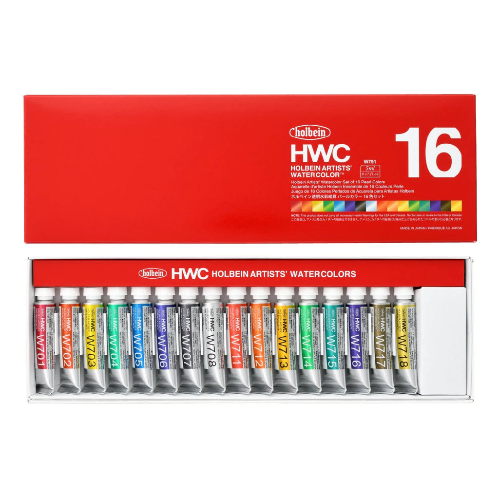 Holbein Artists' Watercolor W791 16 Pearl Colors Set (5ml) – Art