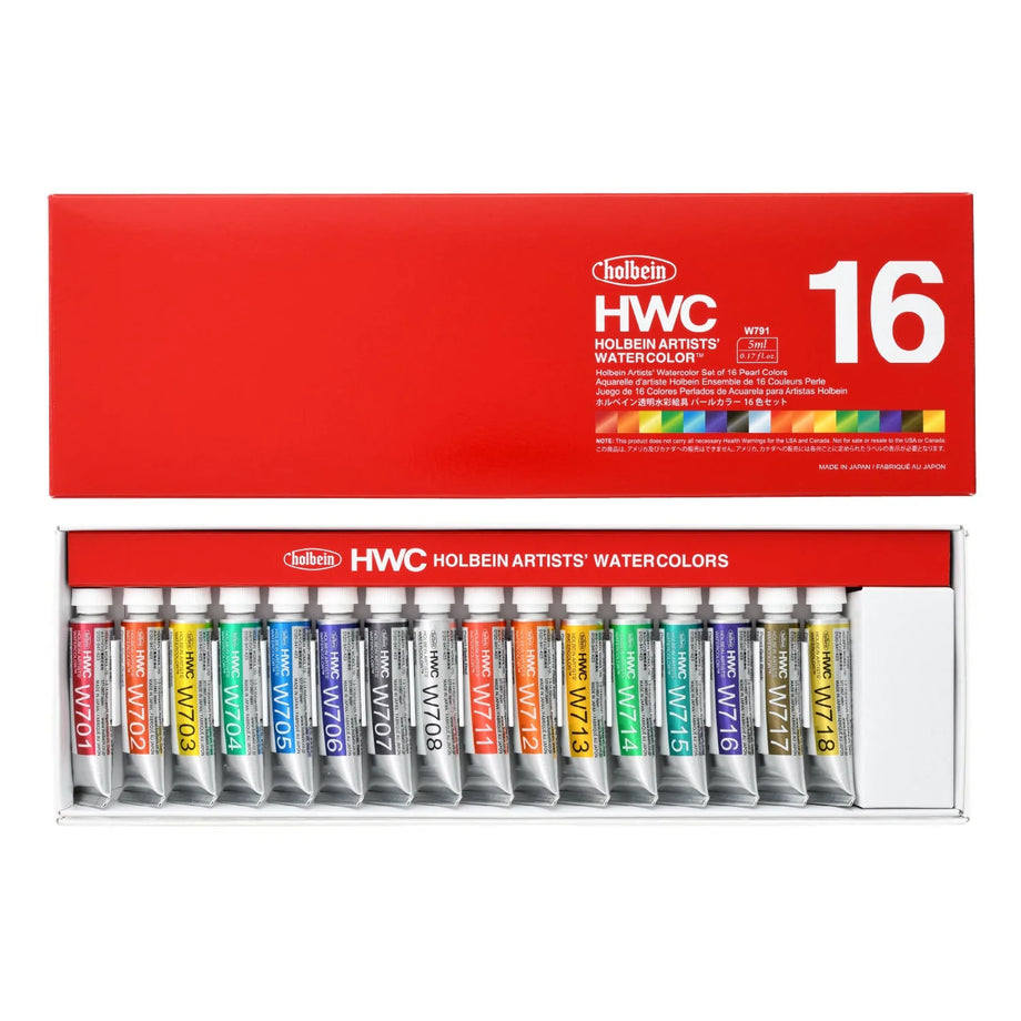 Holbein Artists' Watercolor W791 16 Pearl Colors Set (5ml) – Art