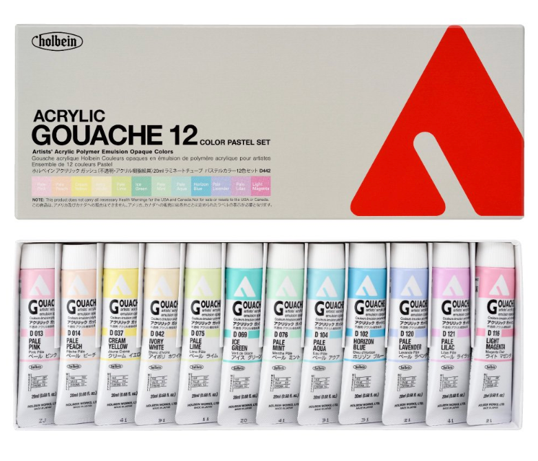 ACRYLIC Gouache 20ml D442 Pastel Colors 12 color set – Art Supplies Japan