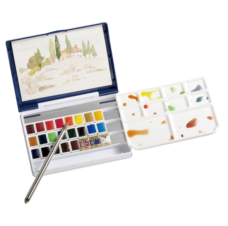 Setting up a sketching palette with Holbein watercolor paints